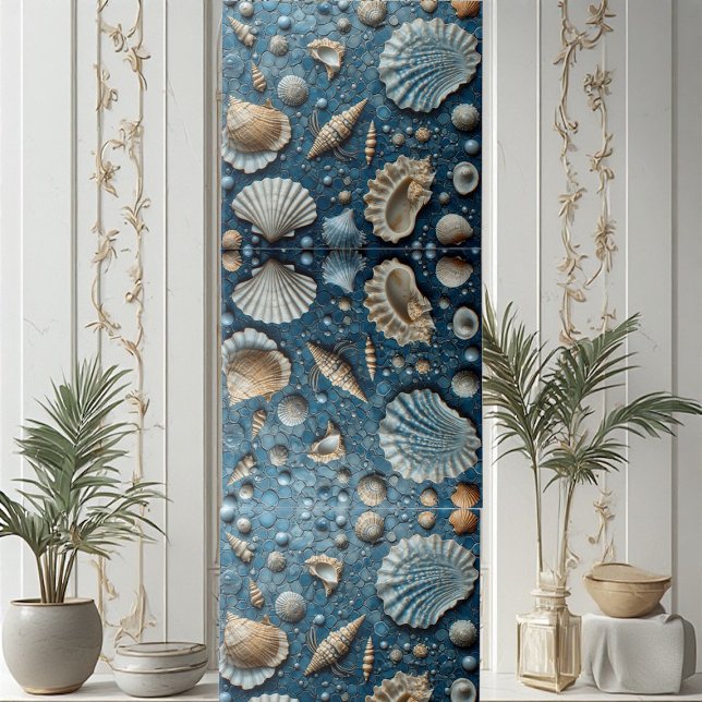 Concha Aquático Peixe Subaquático Molusco Arte Oce (Seashell Aquatic Fish Underwater Mollusk Ocean Art Ceramic Tile)