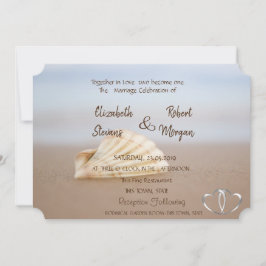 Concha de Praia , Corações  Convite de Casamento