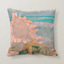Conchas em Almofada de Praia em Aquarela