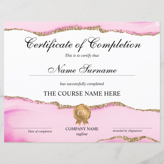 Conclusão do curso de Prêmio do certificado de con (Frente)