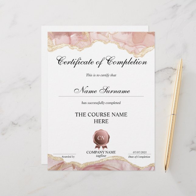 Conclusão do curso de Prêmio do certificado de con (Frente/Verso In Situ)