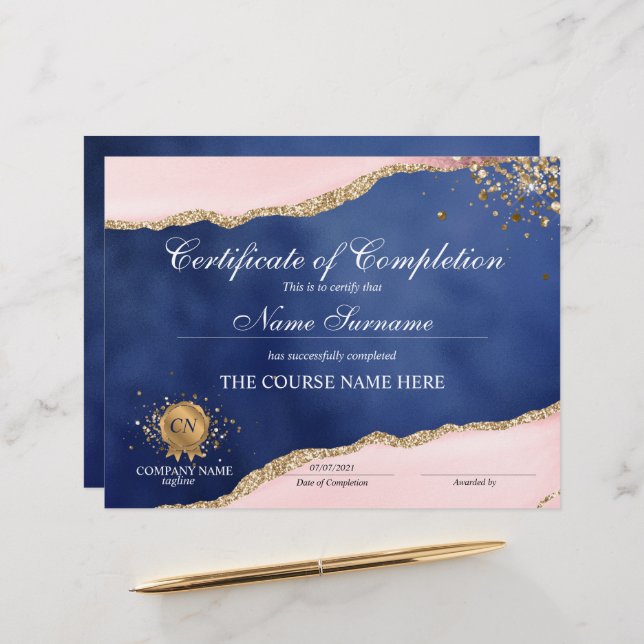 Conclusão do curso de Prêmio do certificado de con (Frente/Verso In Situ)