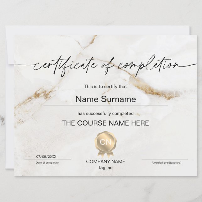 Conclusão do curso de Prêmio do certificado de con (Frente)