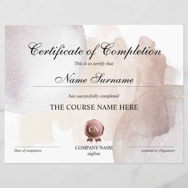 Conclusão do curso de Prêmio do certificado de con (Frente)