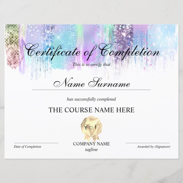 Conclusão do curso de Prêmio do certificado de con (Frente)