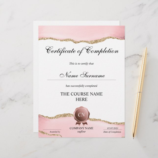 Conclusão do curso de Prêmio do certificado de con (Frente/Verso In Situ)