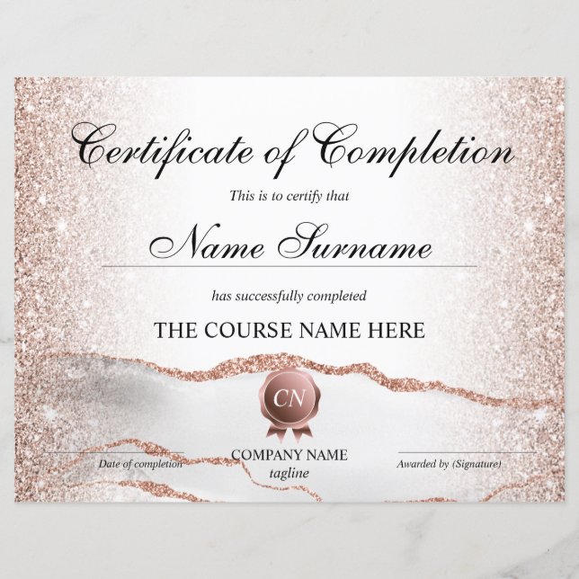 Conclusão do curso de Prêmio do certificado de con (Frente)