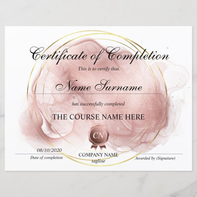 Conclusão do curso de Prêmio do certificado de con (Frente)