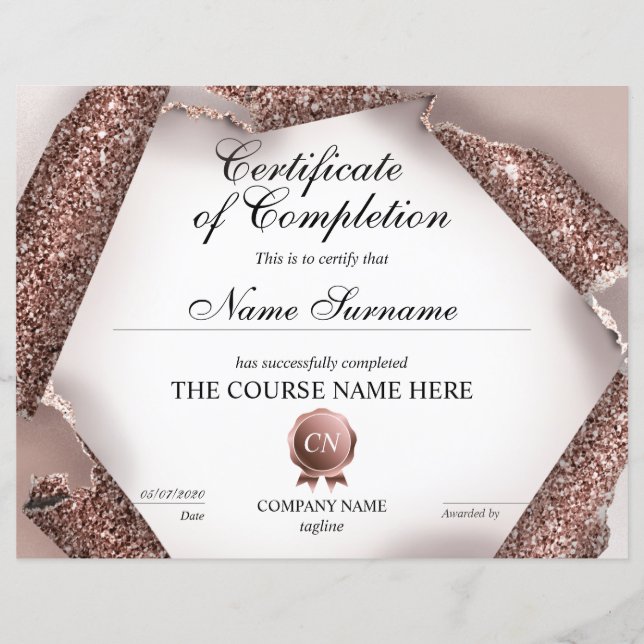 Conclusão do curso de Prêmio do certificado de con (Frente)