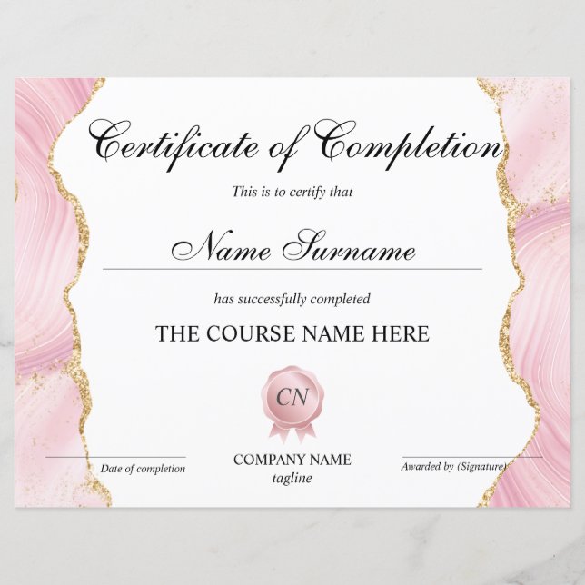 Conclusão do curso de Prêmio do certificado de con (Frente)