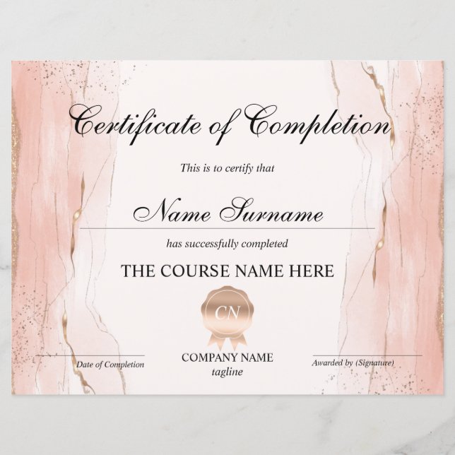 Conclusão do curso de Prêmio do certificado de con (Frente)