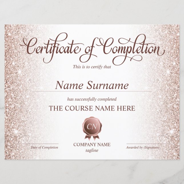 Conclusão do curso de Prêmio do certificado de con (Frente)