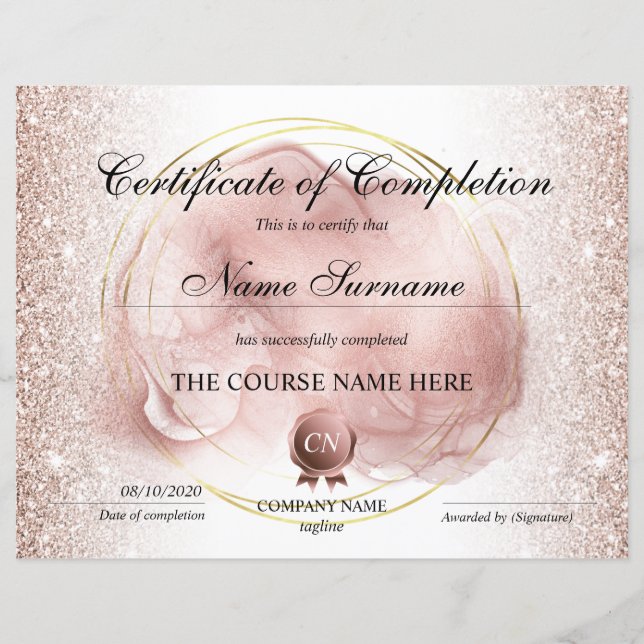 Conclusão do curso de Prêmio do certificado de con (Frente)