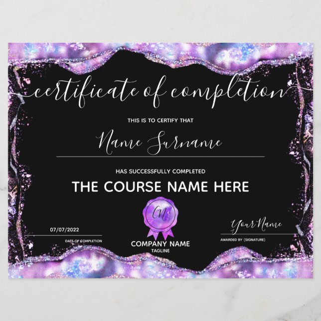 Conclusão do curso de Prêmio do certificado de con (Frente)