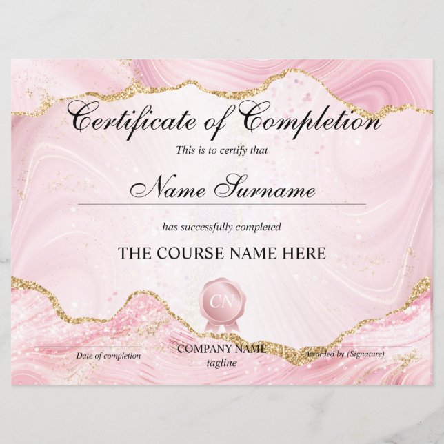 Conclusão do curso de Prêmio do certificado de con (Frente)
