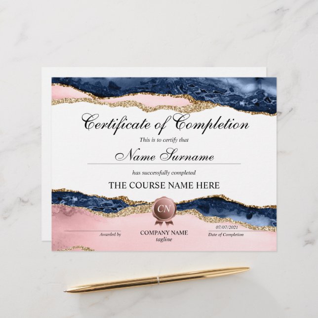 Conclusão do curso de Prêmio do certificado de con (Frente/Verso In Situ)