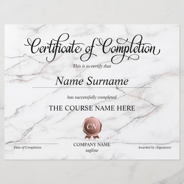 Conclusão do curso de Prêmio do certificado de con (Frente)