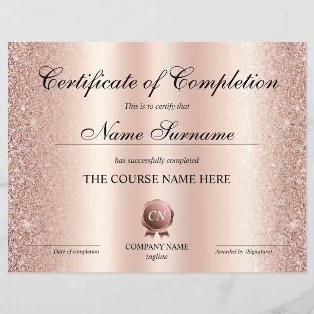 Conclusão do curso de Prêmio do certificado de con (Frente)