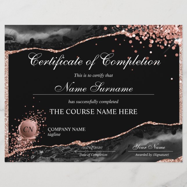 Conclusão do curso de Prêmio do certificado de con (Frente)