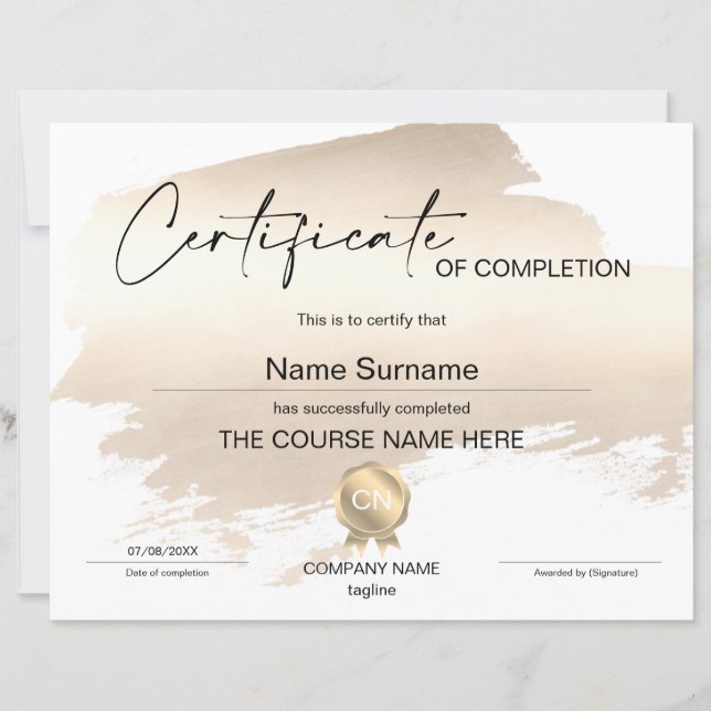 Conclusão do curso de Prêmio do certificado de con (Frente)