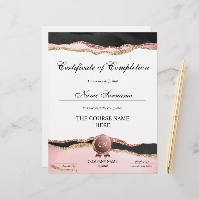 Conclusão do curso de Prêmio do certificado de con (Frente/Verso In Situ)