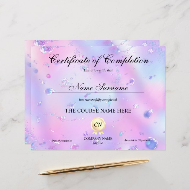 Conclusão do curso de Prêmio do certificado de con (Frente/Verso In Situ)