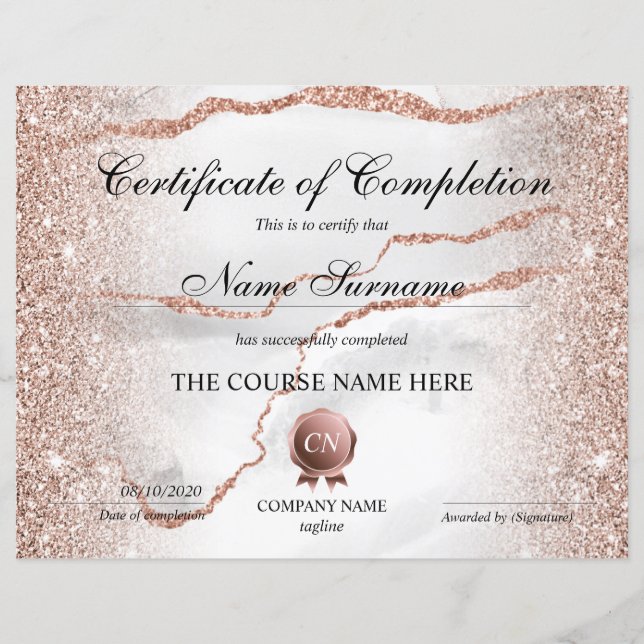 Conclusão do curso de Prêmio do certificado de con (Frente)