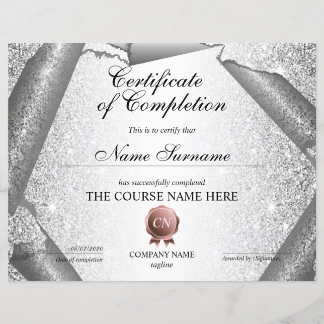 Conclusão do curso de Prêmio do certificado de con (Frente)