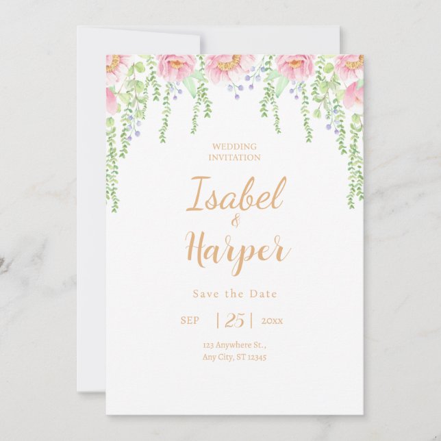 Concurso de Amor com Fada de convite de casamento (Frente)