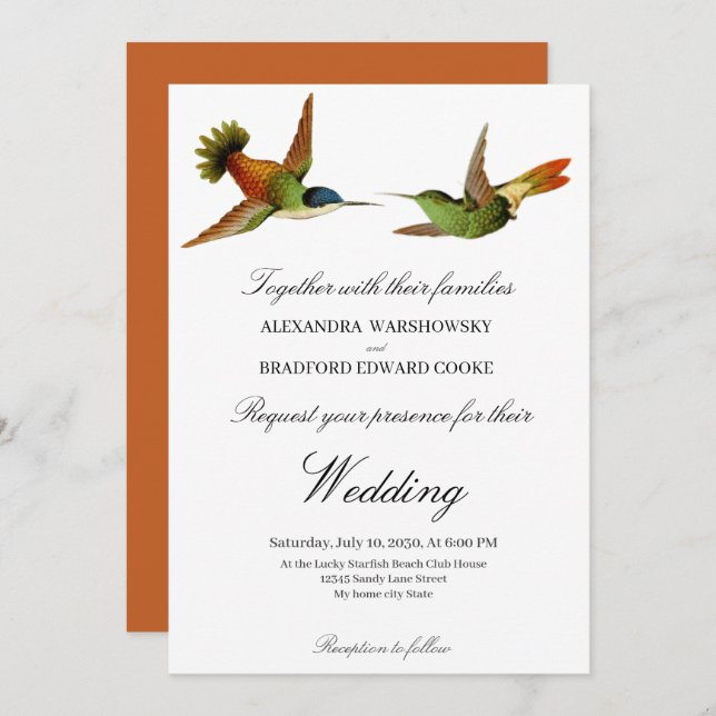 Concurso de casamento de Hummingbird Terracotta (Frente/Verso)