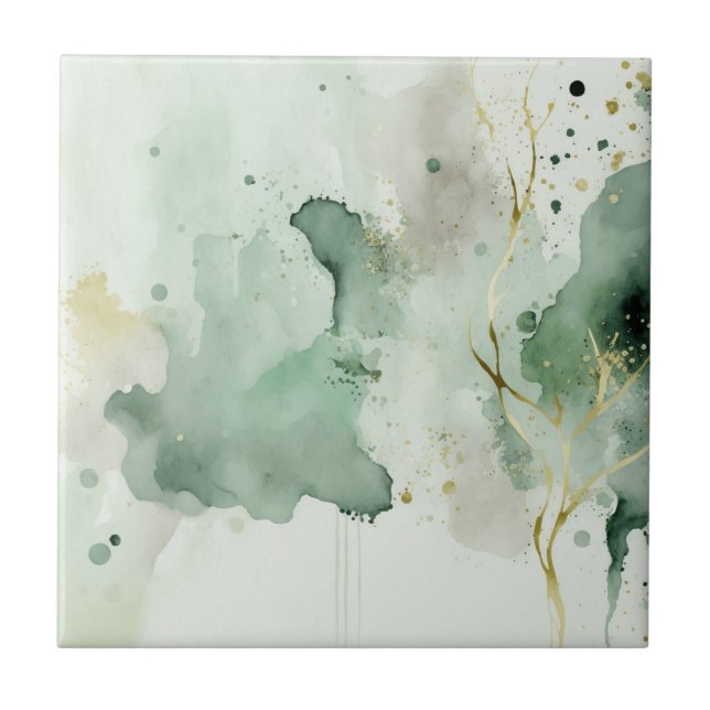 Condecoração de aquarela verde e dourada (Frente)