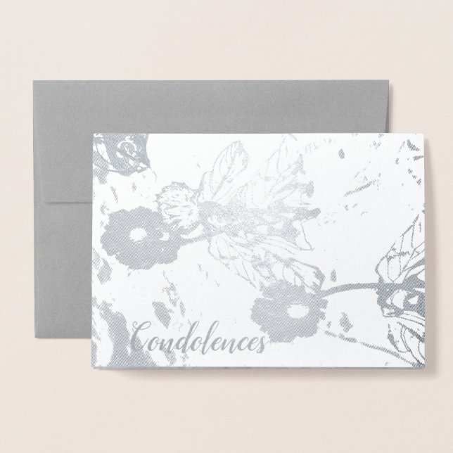 Condolências e Simpatia Cartão Floral de Folha de  (Frente com envelope)