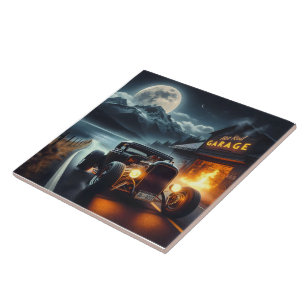 Condução noturna num carro quente clássico