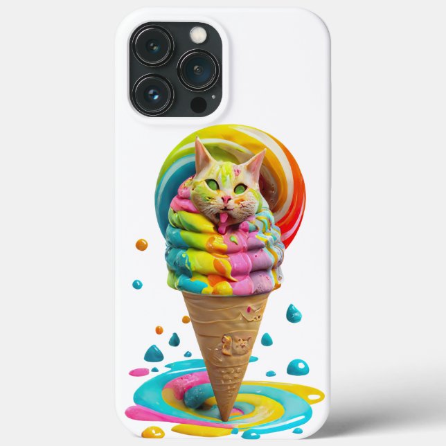 Cone de Sorvete de Gato Fofo colorido (Verso)