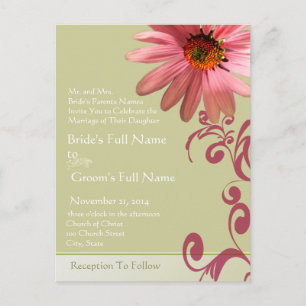 ConeFlower Rosa Elegante Convite para Casamento