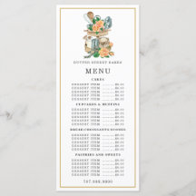 Confeiteiro de Padaria Aquarela Menu de Utensílios