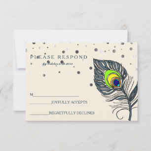 Confete de Brilho Prateado Pena de Pavão Azul RSVP