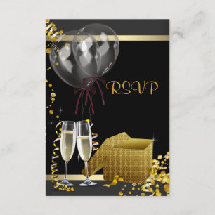 Confete de Champagne Preto Dourado Resposta para F