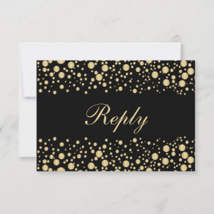 confete de efeito de ouro no Convite RSVP Preto