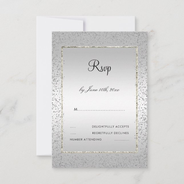 Confete de Prata Elegante RSVP 60º Casamento (Frente)