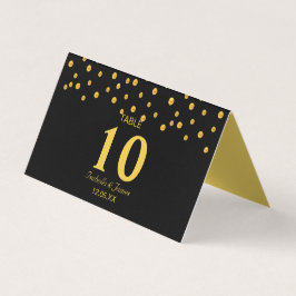 Confete Dourado em Cartão de Mesa Dobrável Preta