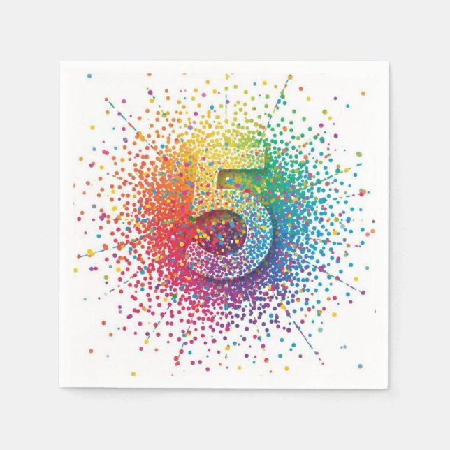 confetes de arco-íris de aniversário, guardanapos  (Frente)