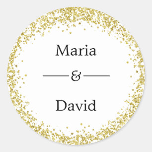 Confetes Dourados, etiquetas Wedding