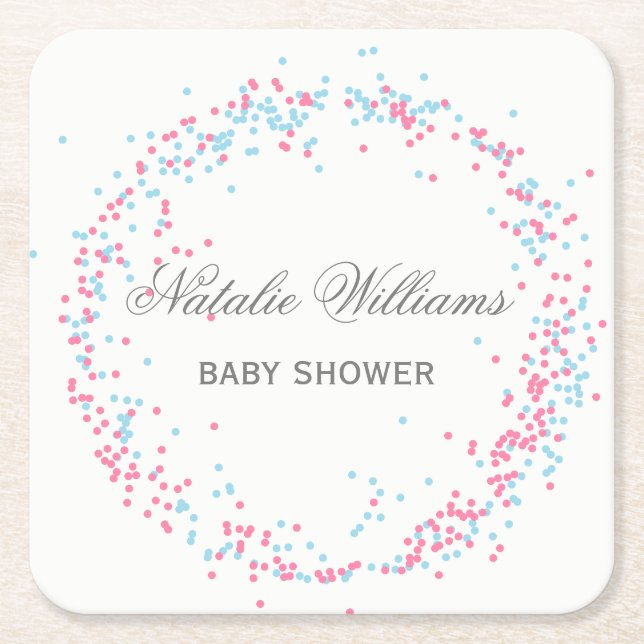 Confetes Rosa e Azul - Porta-copos Personalizado (Frente)