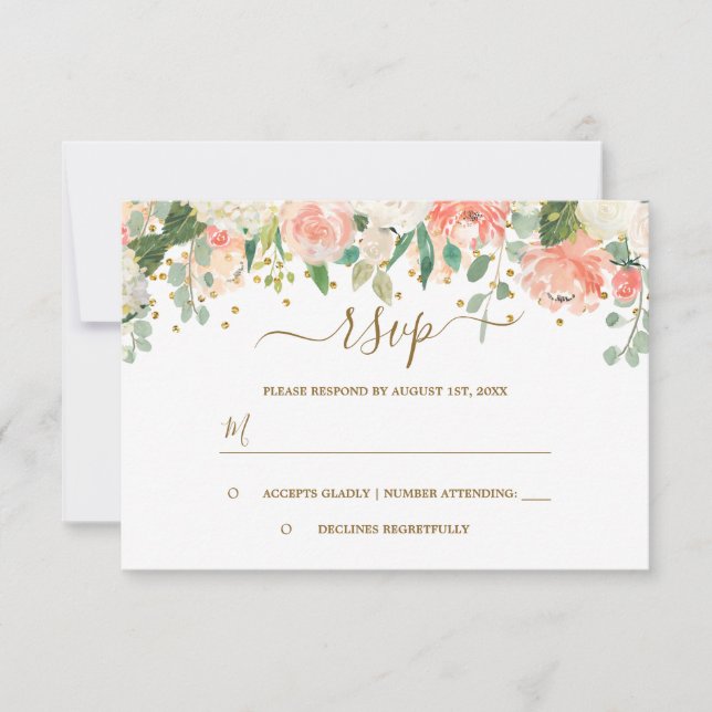Confetes Rosa Floral Dourado RSVP (Frente)