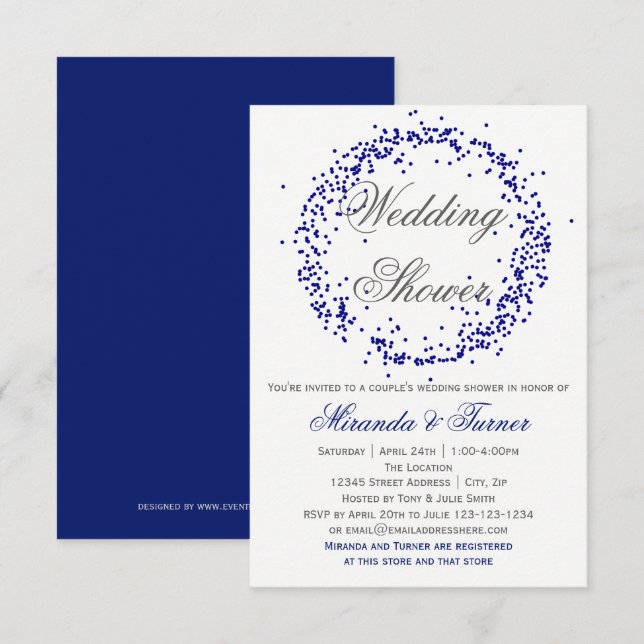 Confetti Azul - Convite para Chá de casamento 3X5 (Frente/Verso)