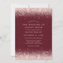 Confetti Burgundy, rosa Dourado Convite para Casam