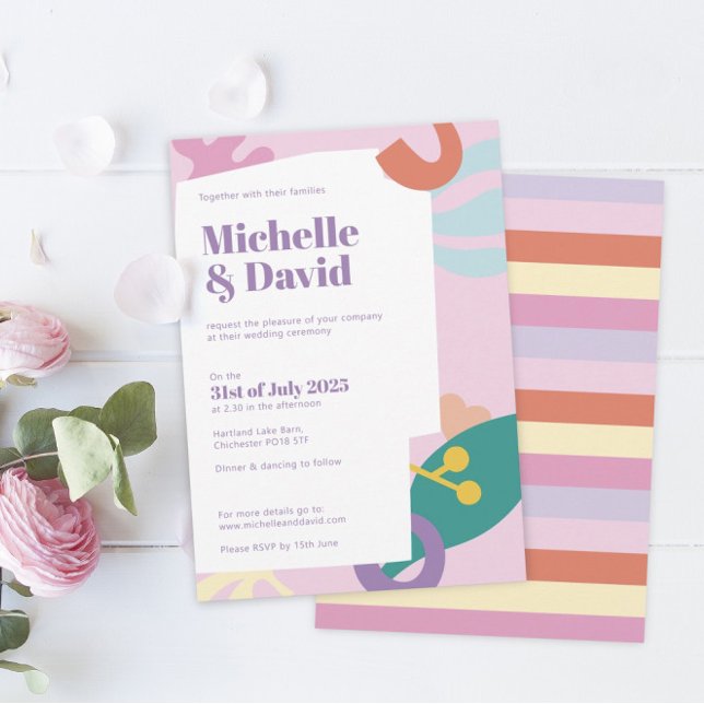 Confetti Collage convite de casamento (Confetti Collage Flat Wedding Invitation)