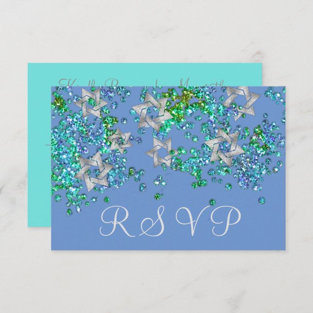 Confetti Colorida RSVP Silver Star Glittery (Frente/Verso)