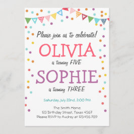 Confetti de convite de aniversário gêmeo